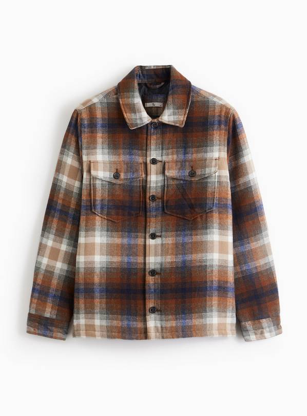 Brown Check Fleece Lined Shacket M